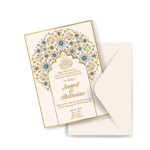 Moslim bruiloft uitnodiging. Nikah uitnodigen Valima-kaart. Indiase Pakistaanse Arabier. Afdrukbare islamitische huwelijksuitnodiging. AC-19632021\2