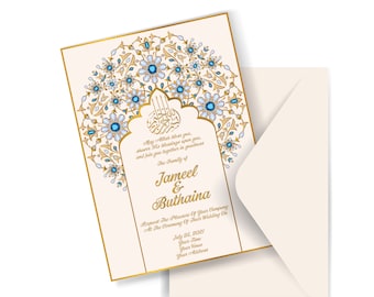Muslim Wedding invitation. Nikah Invite Valima card. Indian Pakistani Arab. Printable Islamic Wedding Invitation. AC-19632021\2