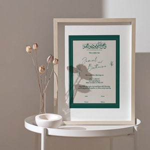 Certificado de matrimonio islámico Nikkah. Certificado de matrimonio digital. Recuerdo de boda. Aniversario de boda. Regalo de boda.