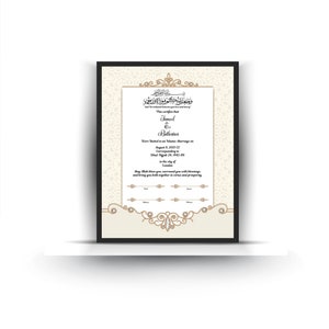 Nikkah Islamische Heiratsurkunde. Digitale Heiratsurkunde. Hochzeit-Souvenir. Hochzeitstag. Hochzeitsgeschenk. AC-19632021/16