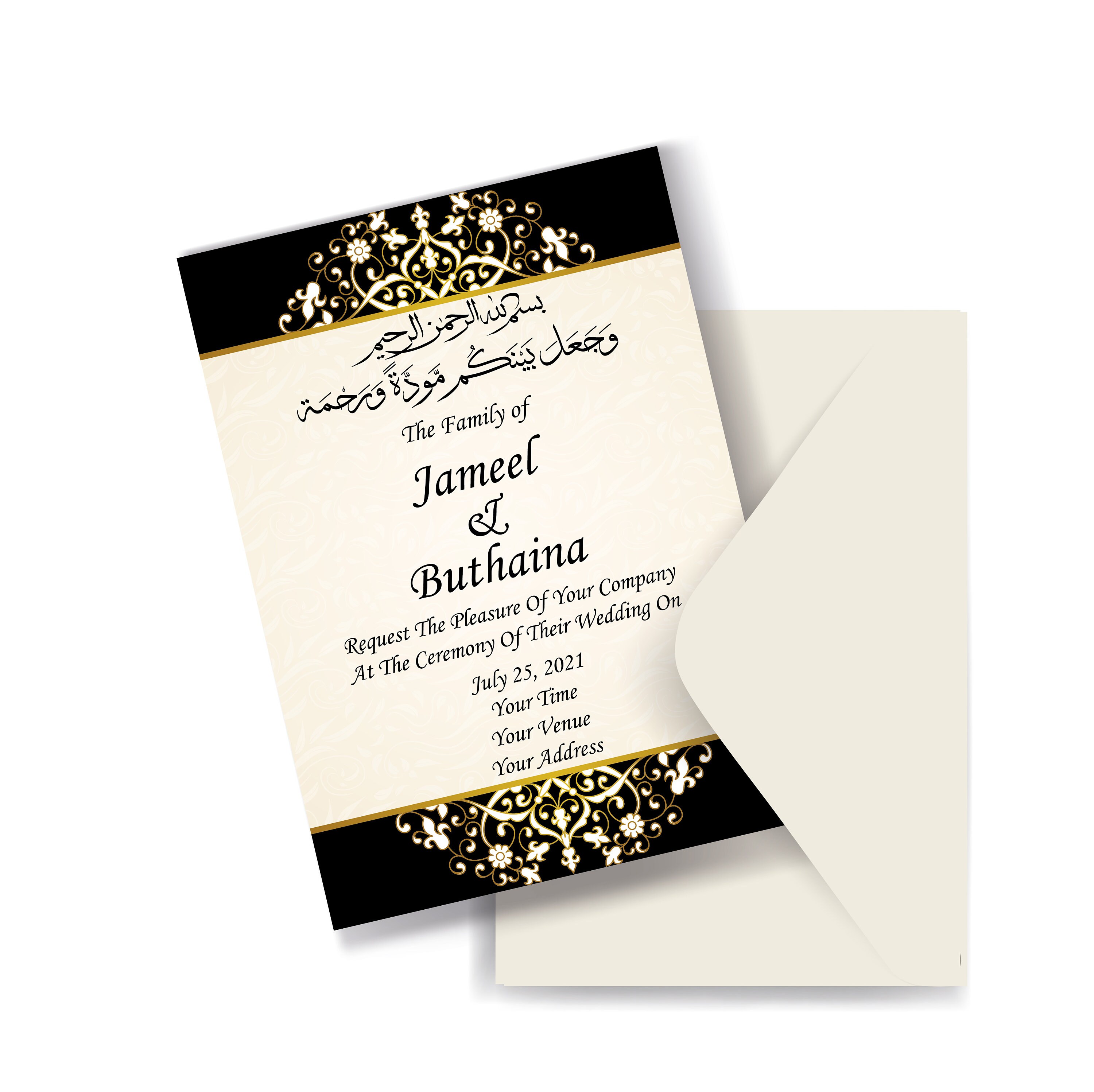 Invitación de boda musulmana. Tarjeta Nikah Invita Valima. Árabe indio  paquistaní. Invitación de boda islámica imprimible. AC-19632021/25 - Etsy  México, image size:3000x2995