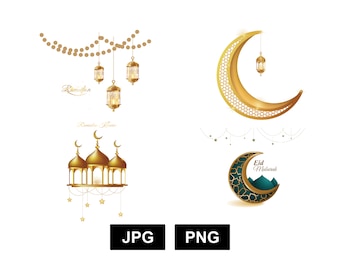 Ramadan Kareem Lanterns. 3D Jpeg, PNG. Instant Digital Download.