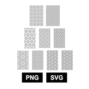 9 Patrones geométricos islámicos de varios tamaños. Archivos Png y Svg. Descarga digital instantánea.
