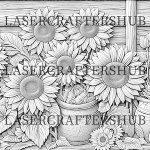 Sonnenblumenvase Lasergravur 3D Illusion Datei für die Gravur/Design für Laser | Glühschmiede | Digitale Datei | Laser Ready / Co2, Faser, Thyre