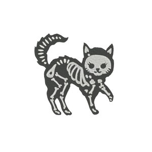 Embroidery design Halloween cat skeleton, trendy halloween embroidery, spooky season ,Halloween Embroidery Files 4size,instant download.