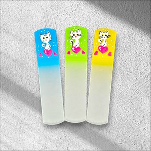Glass Foot Files Cat Handpainted