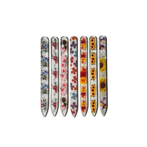 Handmade Glass Nail File with Elegant Floral Design