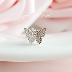 20G, Butterfly Cubic Zirconia 925 SILVER Earring, Cartilage, Helix, Conch, Ear lobe