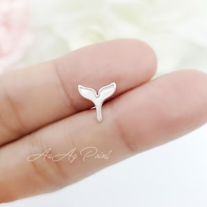 Sterling Silver Whale Tail Stud Earring: 20G Cartilage Piercing, Helix, Tragus, Ear Lobe Piercing,
