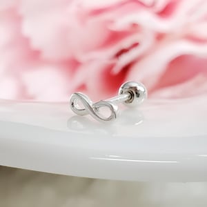 20G, Forever Infinity 925 SILVER Cartilage, Sterling Silver Helix, Conch, Ear lobe