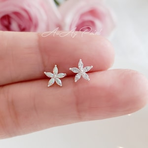 20G, Sterling zilveren bloem Cubic Zirconia oorbellen, 925 ZILVEREN kraakbeen, Helix, Conch, oorlel