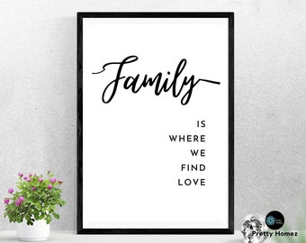 Family sign & Family Quote printable wall art.