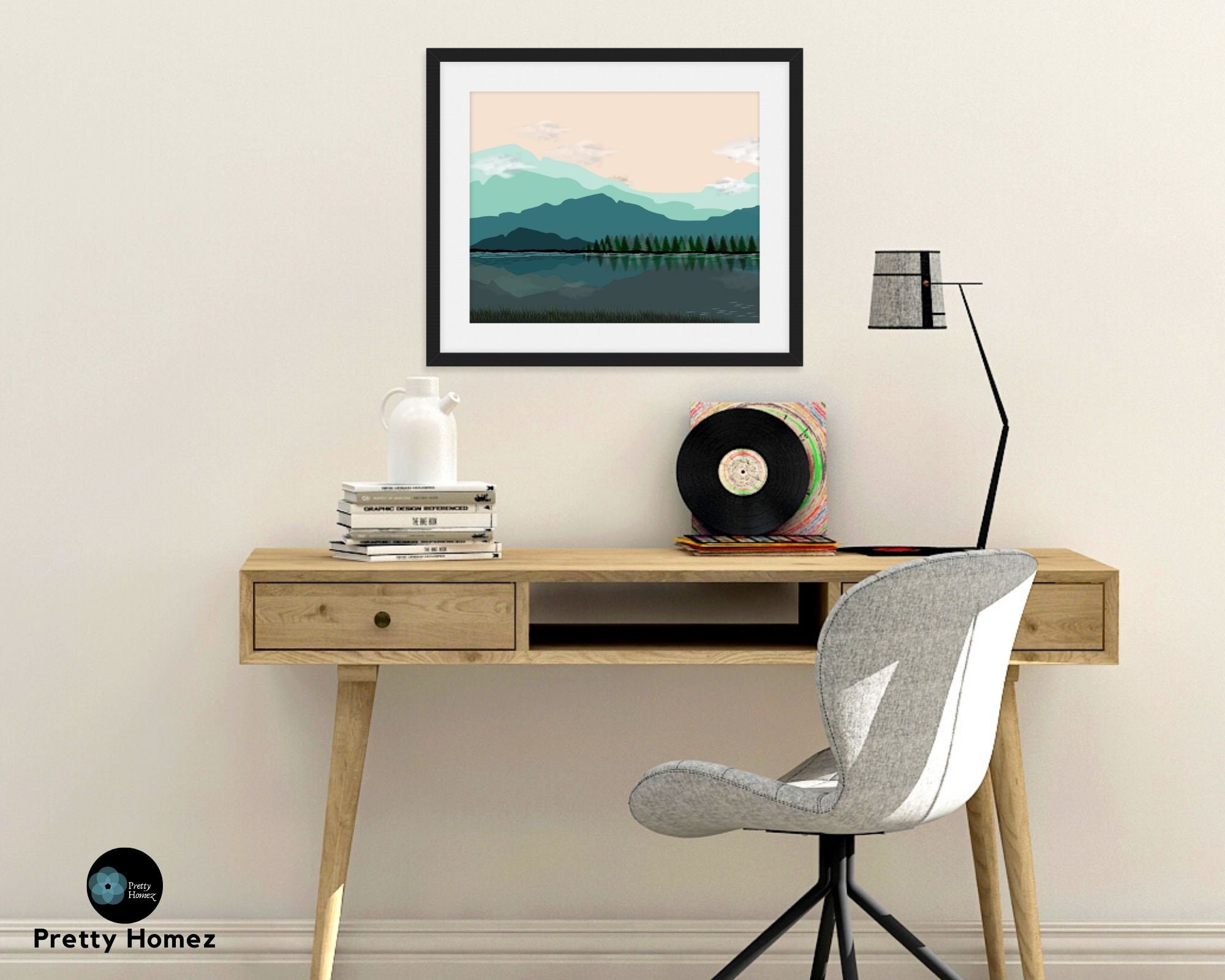 Modern Minimalist Wall Art Print of Mountain Landscape Scene | Etsy