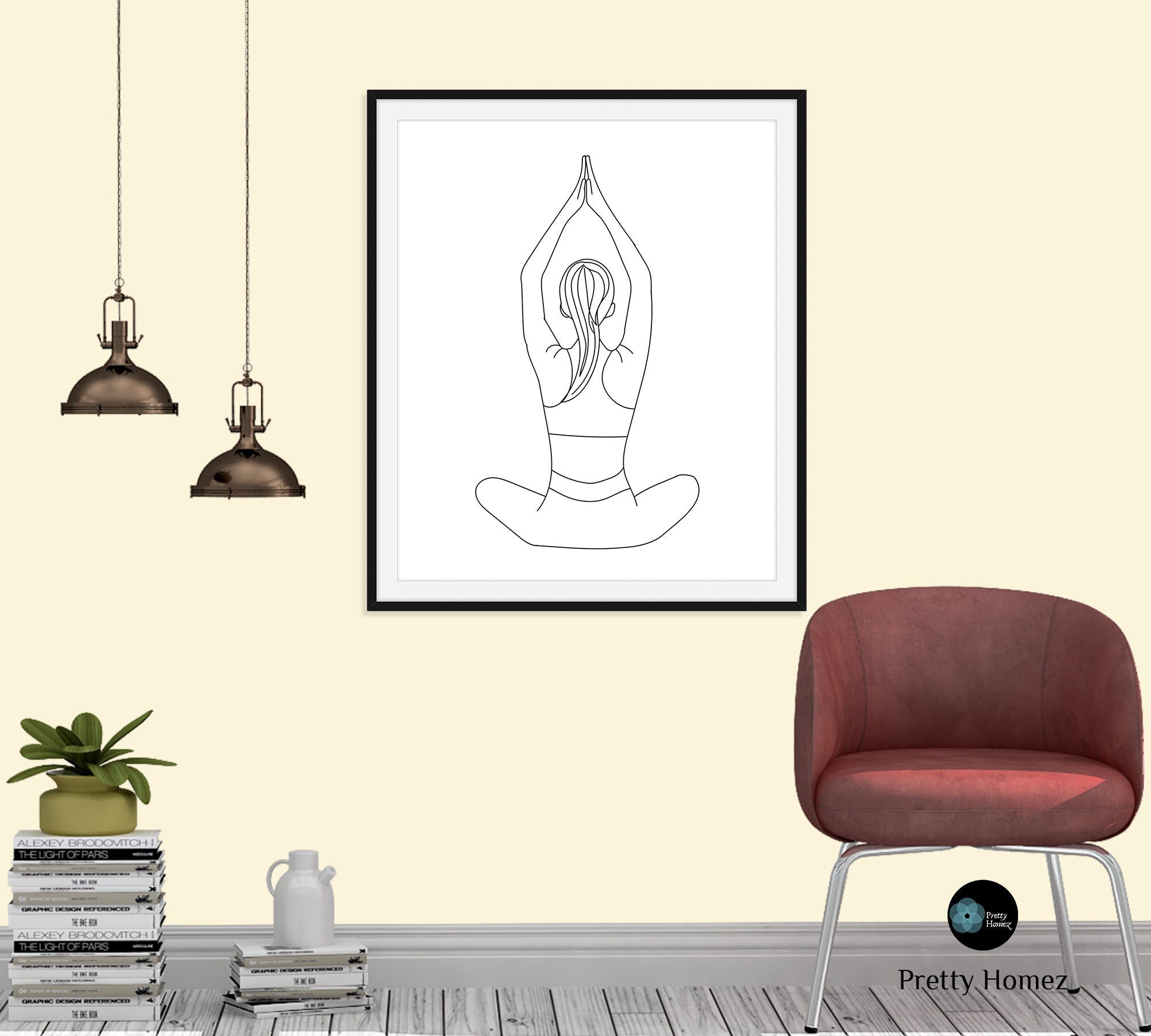 Yoga Art Prints as a Printable Downloadable Wall Art Seated Mountain