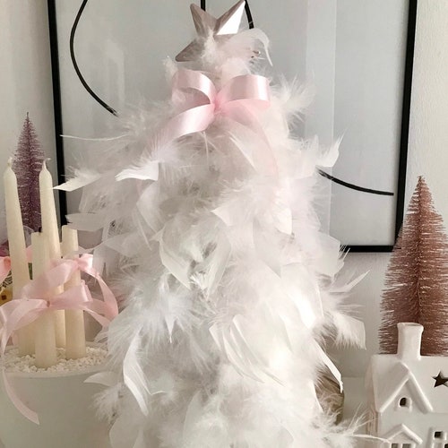 Blush Pink Feather Christmas Tree. Shabby Chic Fluffy Powder Etsy