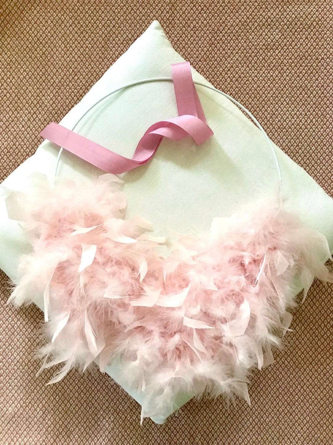 Blush Pink Feather Christmas Wreath. Fluffy Xmas Door Etsy New Zealand