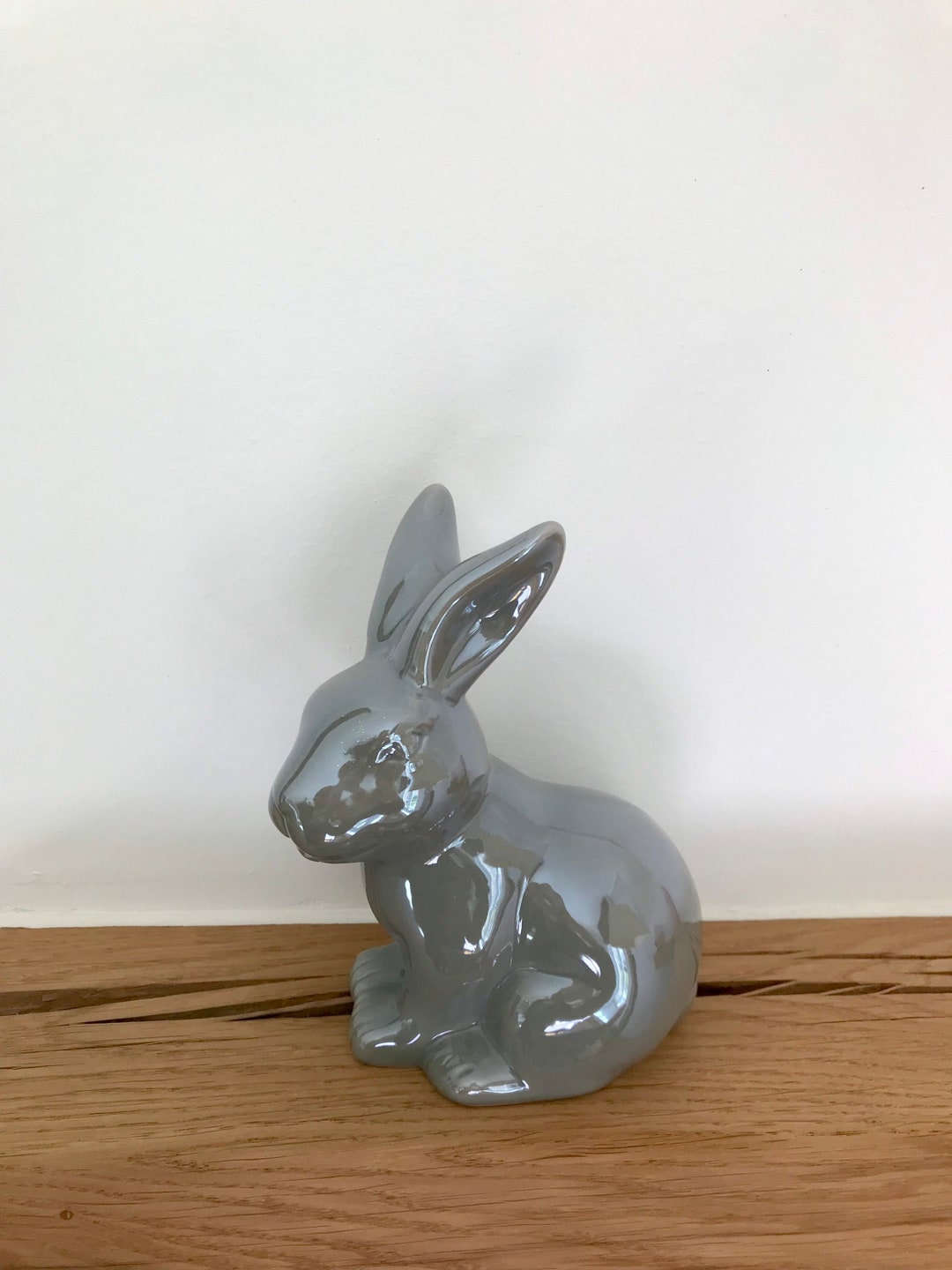 Gray Blue Ceramic Bunny Rabbit Figurine. Easter Tier Tray - Etsy
