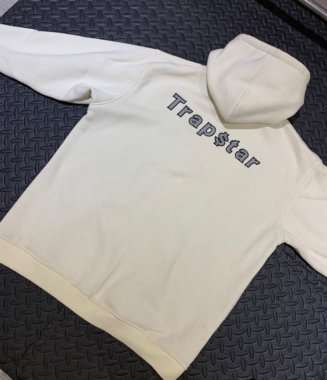 Cream premium fleece zip up hoodie trapstar embroidery Etsy
