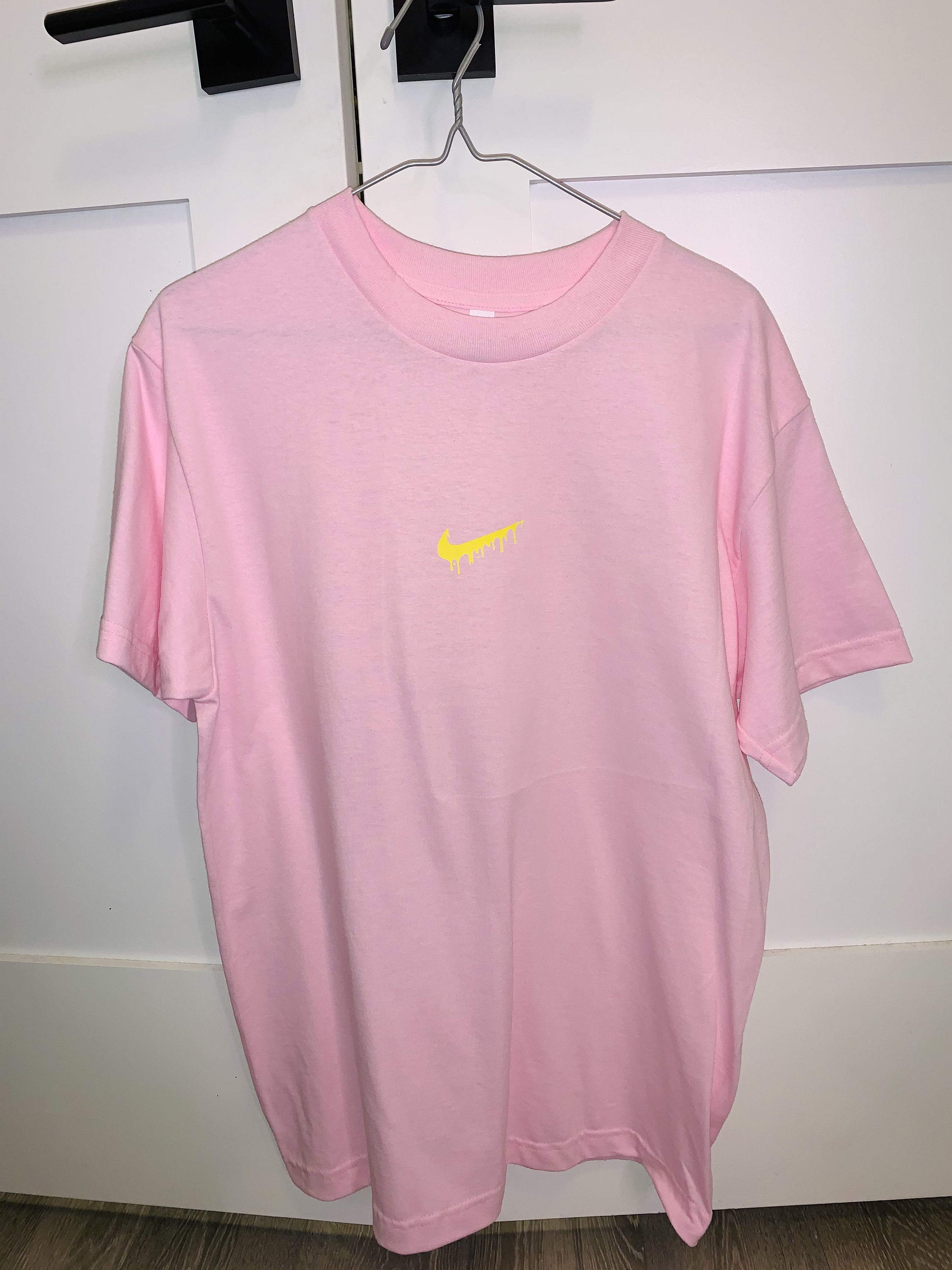Pastel Pink nike drip logo oversized t shirt unisex cotton t | Etsy