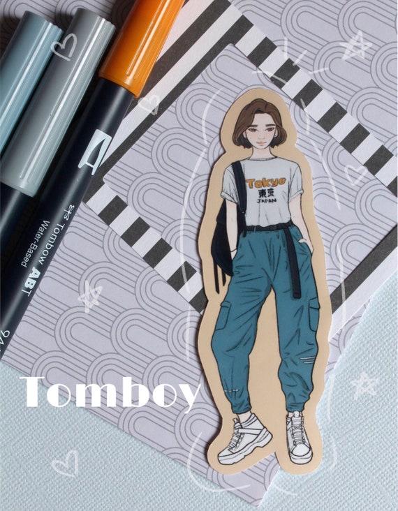 Tomboy Single Sticker Glossy Vinyl Waterproof Fashion Trending Androgynous Cargo  Pants Tokyo Casual Style 