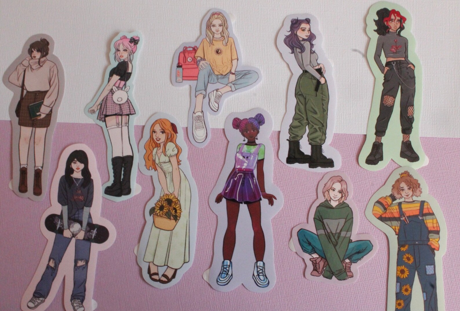 Aesthetic Girls 9 PCS Sticker Pack Glossy Vinyl Stickers Etsy