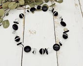 elegante Statement Kette mit Bergkristall, Onyx, Steinperlen und viel Glitzer