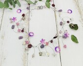 extravagante Statement Kette mit Sterlingsilber, Blümchen und Blättern