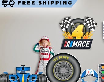 Race Car Birthday Party Set for Kids, Two Fast 2 Curious Lawn Signs,  Decor Bundle – Indoor & Outdoor Display, Racing Theme Party Props