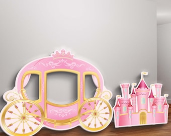 Princess Carriage Photo Prop Cutout, Enchanted Fairytale Set, Fairytale Carriage, Castle Cutout, Fairytale Decor, Princess Castle Backdrop