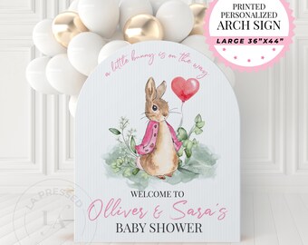 Peter Rabbit Welcome Sign Arch, Classic Peter Rabbit Baby Shower Welcome Sign, Peter Rabbit Baby Shower Decorations, Flopsy Bunny Blue, Pink