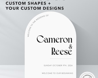 Elegant Wedding Welcome Sign, Custom Arch Entrance Sign, White Minimalist Wedding Sign, Modern Ceremony Decor, Entrance Sign for Wedding