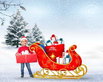 Santa Sleigh Cutout, Red Sleigh, Sleigh for Home Decor, Christmas Sleigh, Reindeer, Yard Sign, Lawn Decor, Yard Ornament, Christmas Decor