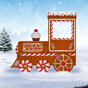 Gingerbread Train, Cutout, Photo prop, Christmas Backdrop Train Set.