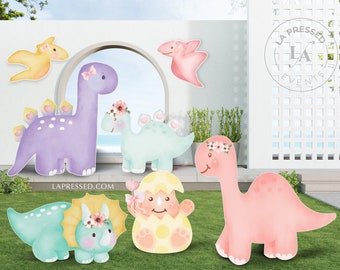 Girly Dinosaur Birthday Party Backdrop Decorations, Cute Baby Dino Prop, Dinosaur Party Theme, baby girl, baby shower, Dinosaurs watercolor