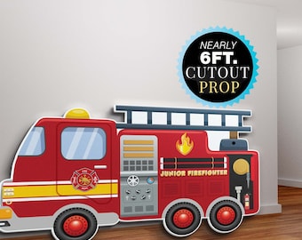 Big Red Firefighter Backdrop Prop, Firehouse theme party, Giant Red Fire Truck Cutout, Fire Truck Prop, Fire Truck Yard Prop, Birthday Prop