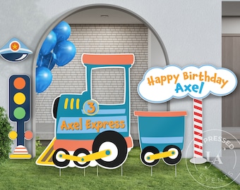 Train Photo Booth Frame, Train Wall Art, Train Yard Sign, Kids Party Decor, Train Themed Birthday, Train Party Decor, Chugga Chugga Two Two