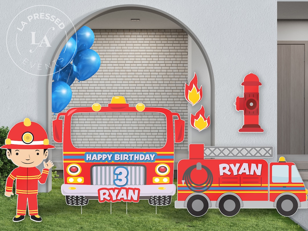 Fire Truck Photo Booth Cutout, Fire Truck Wall Art, Fire Truck Yard