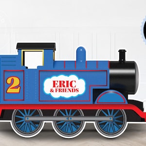 Giant Blue Train & Friends Birthday Party Cutout, Big Blue Train Birthday Backdrop Sign, Train and Friends Prop,  6FT Wide x 3FT Tall Cutout