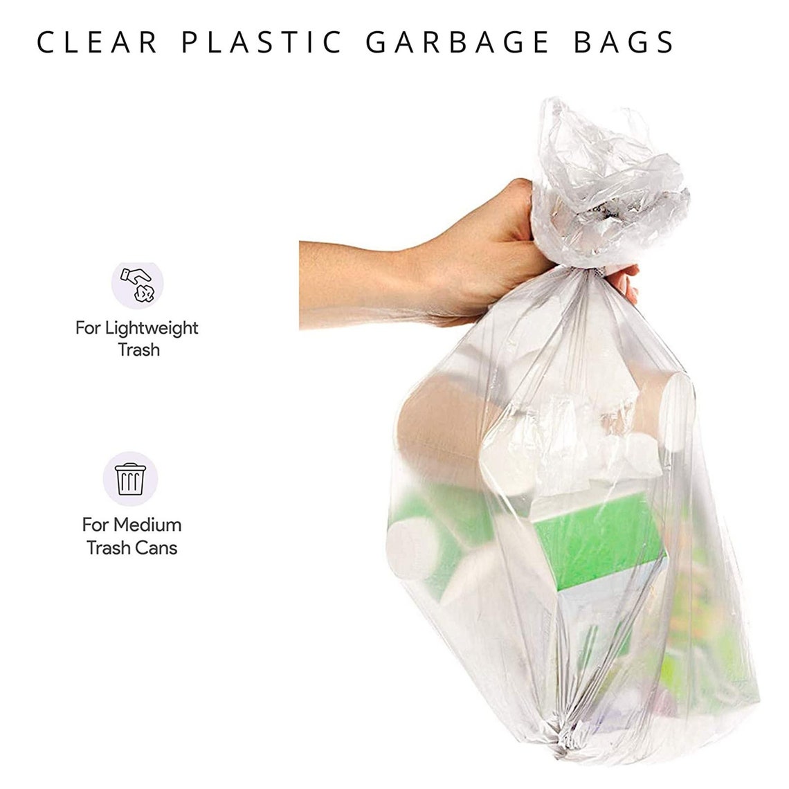 Netko Clear Plastic Garbage Bags 15 Gallon Waste Basket Bags Etsy