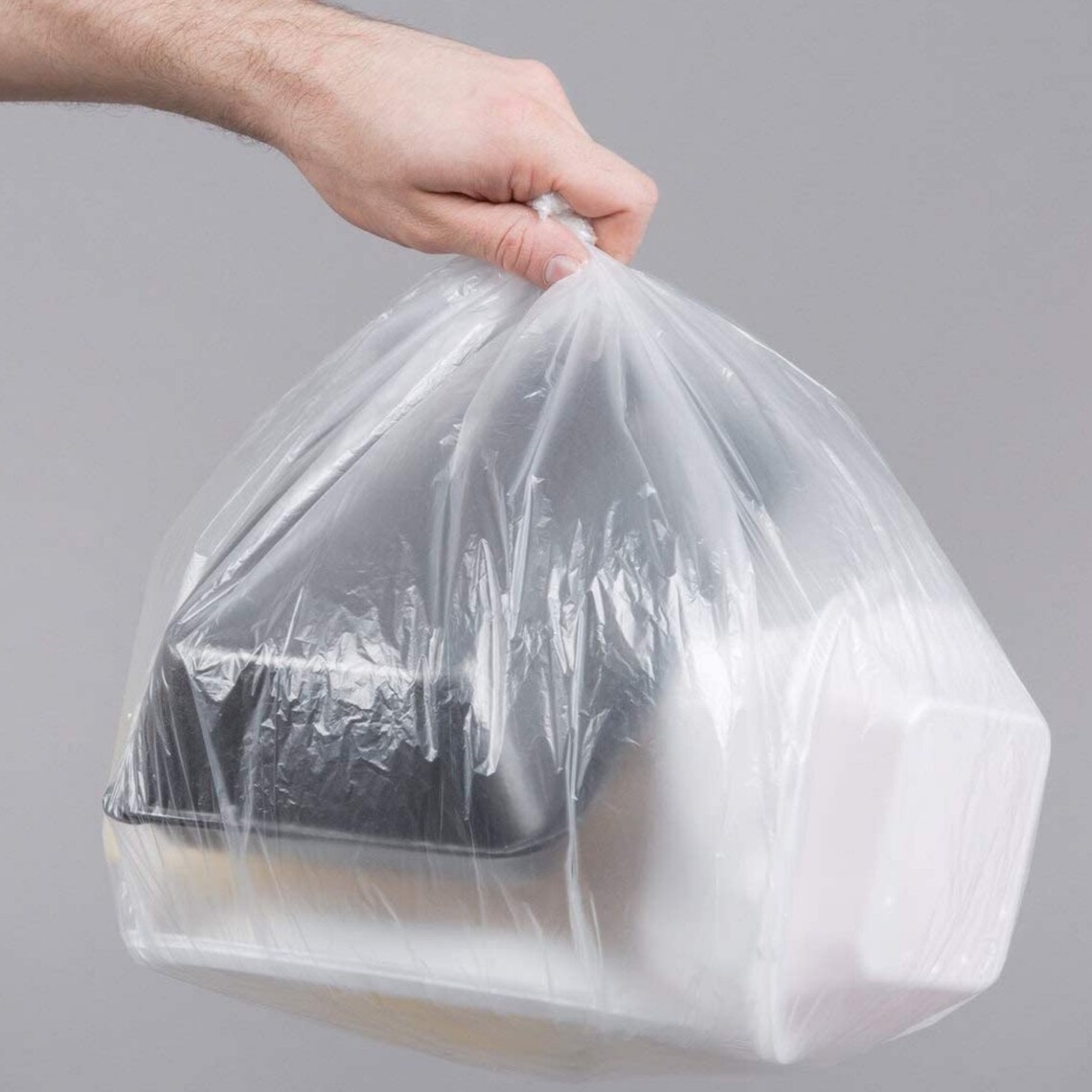 clear plastic garbage bags