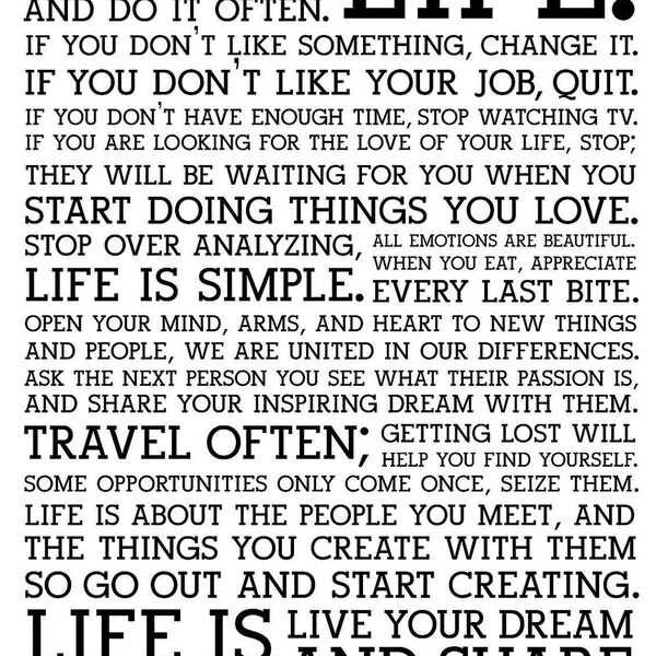 Holstee Manifesto Poster LIFE Motivational Inspiring poster Digital Download