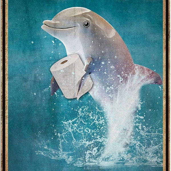 Poster My Lord représentant le dauphin sur les fesses, poster vintage Dauphin et papier toilette, poster dauphin rétro, poster dauphin de Noël