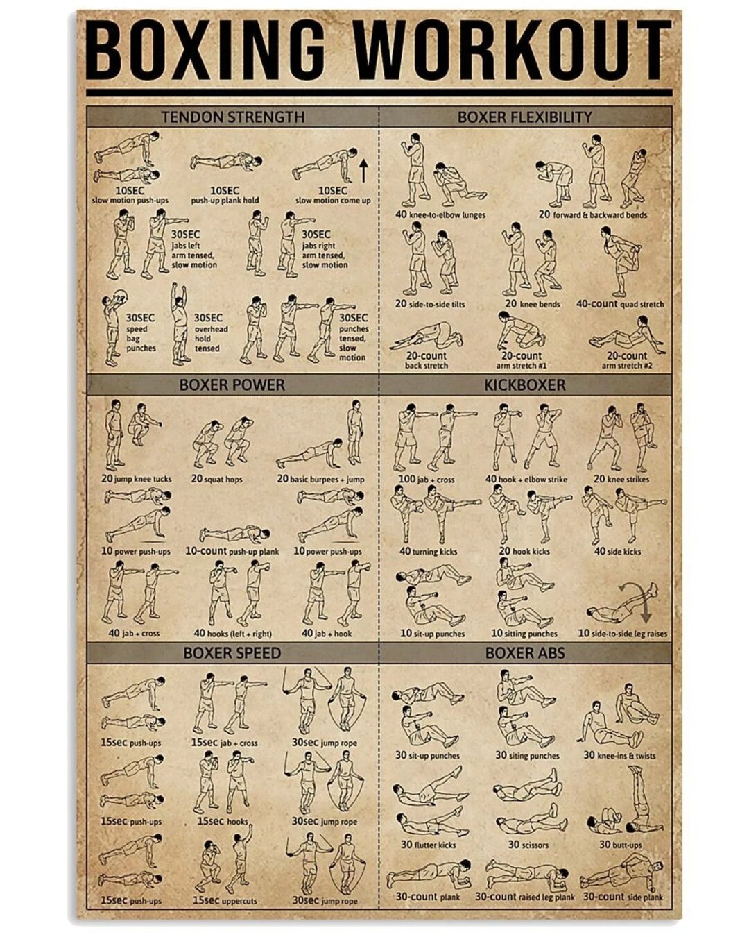 Boxing Workout Vertical Poster Vintage Poster - Etsy