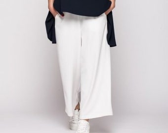 CULOTTES WHITE, jambes larges, pantalons funky, culottes pour femmes, pantalons pour femmes, pantalons blancs, pantalons amples, vêtements pour femmes, pantalons à jambes larges,