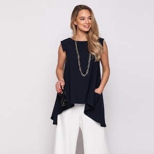 DARK NAVY BLOUSE Nice, womens blouse, dark navy blouse, occasion blouse, evening blouse, dark blue blouse, womens clothing, blouses, tops