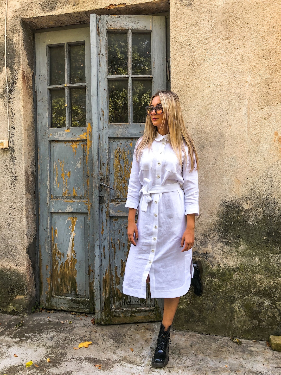 LITHUANIAN LINEN DRESS Emma Pure Linen 100 Front Buttons Etsy