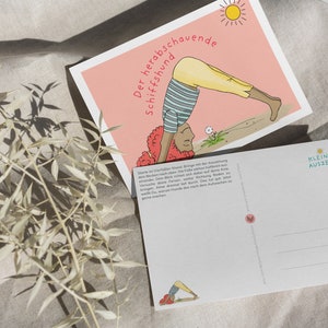 Postal com motivo de ioga / O cão descendente / postal infantil