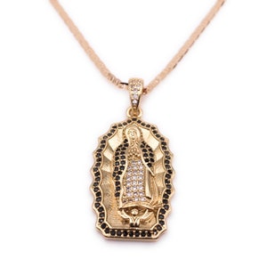 Guadalupe Gold Plated Medal, Virgen de Guadalupe Cubic Zirconia Pendant, Virgin Mary Pendant, Religious Jewellery, Catholic Gift for Her