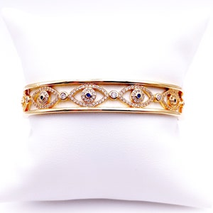 Pulsera de mal de ojo, pulsera de mal de ojo chapada en oro de 18 k, joyería de protección para mujeres, pulsera de ojo turco, brazalete de mal de ojo, regalo para ella