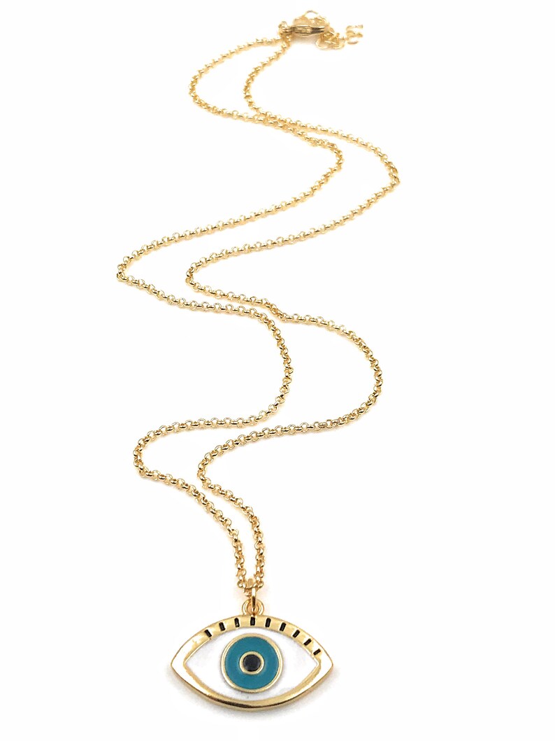 Evil Eye Pendant Necklace Enamel Evil Eye Necklace Fashion Etsy